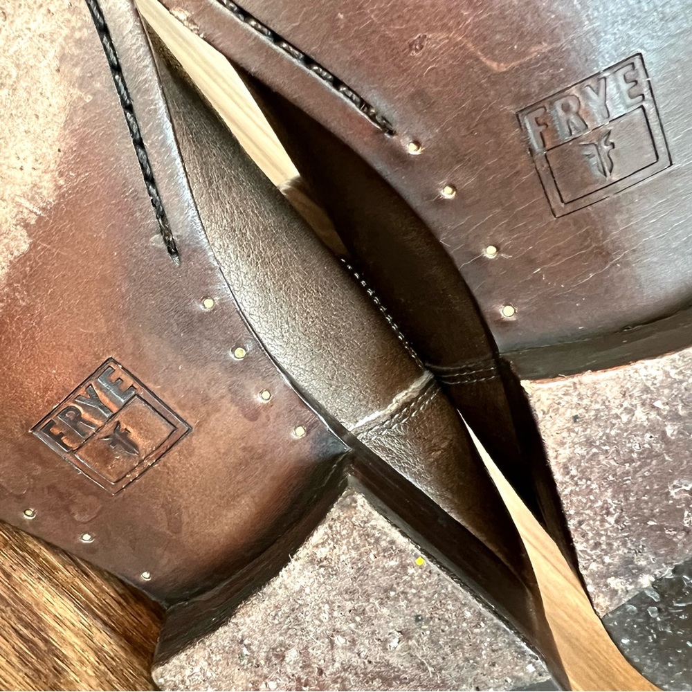 Frye Brown Leather Tall Combat/Moto Boots - Picture 13 of 15